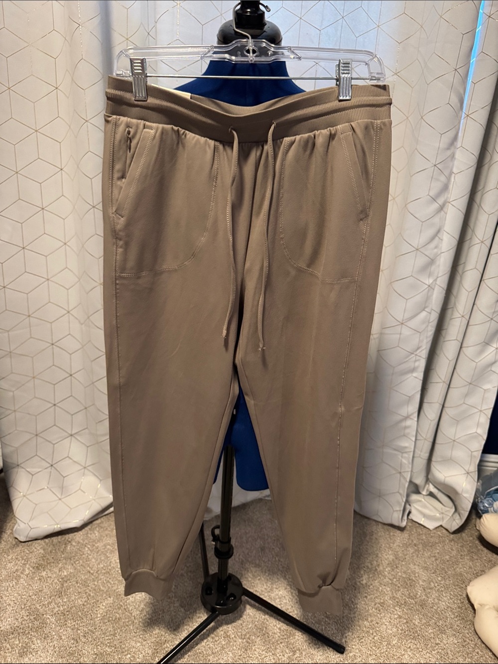 Women’s Taupe Jogger Pants - Comfortable Drawstring Waist